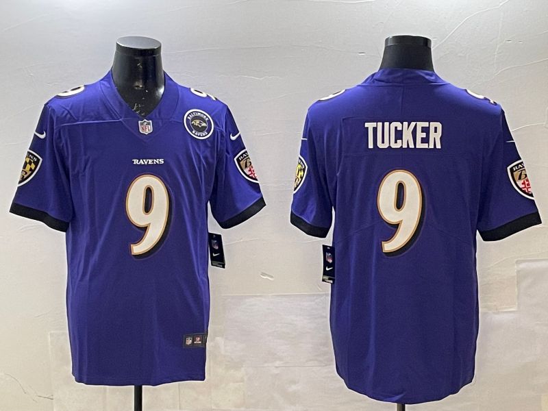 Men Baltimore Ravens 9 Tucker Purple Second generation 2024 Nike Limited NFL Jersey style 2